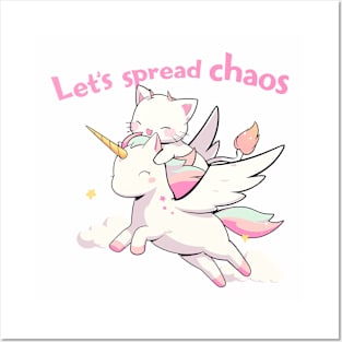 Unicorn cat Let's spread chaos Posters and Art